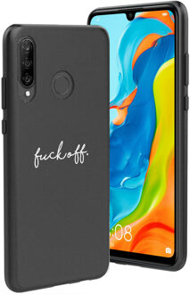 Design voor de Huawei P30 Lite hoesje - Fuck Off - Zwart