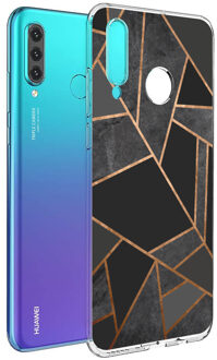 Design voor de Huawei P30 Lite hoesje - Grafisch Koper - Zwart / Goud