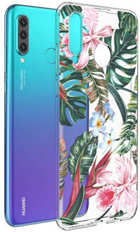 Design voor de Huawei P30 Lite hoesje - Jungle - Groen / Roze