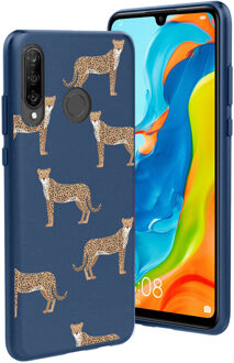 Design voor de Huawei P30 Lite hoesje - Luipaard - Blauw