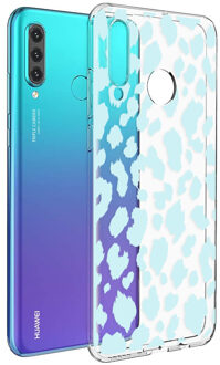 Design voor de Huawei P30 Lite hoesje - Luipaard - Blauw