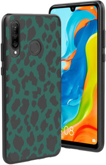 Design voor de Huawei P30 Lite hoesje - Luipaard - Groen / Zwart