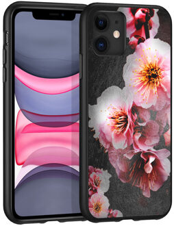 Design voor de iPhone 11 hoesje - Bloem - Roze / Zwart