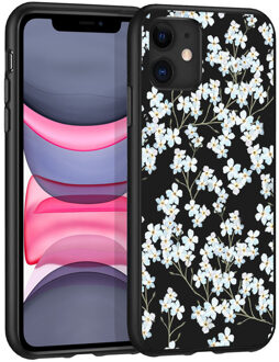 Design voor de iPhone 11 hoesje - Bloem - Wit / Zwart