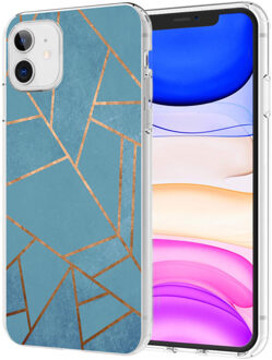 Design voor de iPhone 11 hoesje - Grafisch Koper - Blauw / Goud