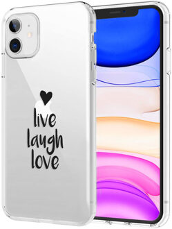 Design voor de iPhone 11 hoesje - Live Laugh Love - Zwart