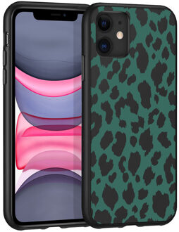 Design voor de iPhone 11 hoesje - Luipaard - Groen / Zwart