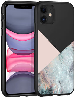 Design voor de iPhone 11 hoesje - Marmer - Roze / Zwart