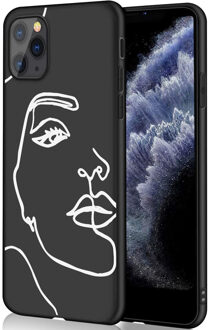 Design voor de iPhone 11 Pro hoesje - Abstract Gezicht - Wit / Zwart