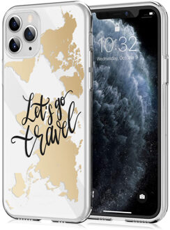 Design voor de iPhone 11 Pro hoesje - Let's Go Travel - Zwart / Goud