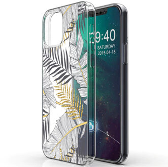 Design voor de iPhone 12, iPhone 12 Pro hoesje - Bladeren - zwart / goud