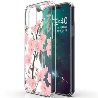 Design voor de iPhone 12, iPhone 12 Pro hoesje - Bloem - roze / groen
