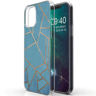 Design voor de iPhone 12, iPhone 12 Pro hoesje - Grafisch Koper - blauw / goud