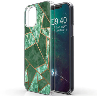 Design voor de iPhone 12, iPhone 12 Pro hoesje - Grafisch Koper - groen / goud