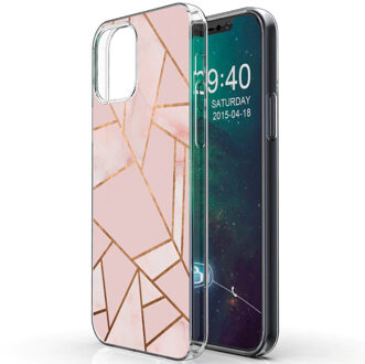 Design voor de iPhone 12, iPhone 12 Pro hoesje - Grafisch Koper - roze / goud