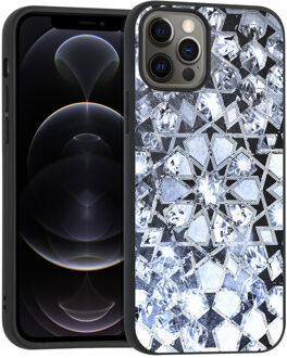 Design voor de iPhone 12, iPhone 12 Pro hoesje - Grafisch - zilver Bling