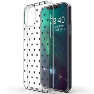 Design voor de iPhone 12, iPhone 12 Pro hoesje - Hartjes - zwart