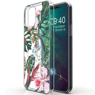 Design voor de iPhone 12, iPhone 12 Pro hoesje - Jungle - groen / roze