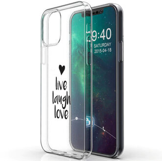 Design voor de iPhone 12, iPhone 12 Pro hoesje - Live Laugh Love - zwart