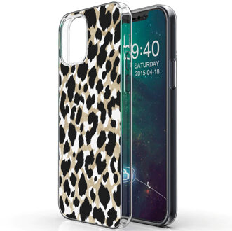 Design voor de iPhone 12, iPhone 12 Pro hoesje - Luipaard - goud / zwart