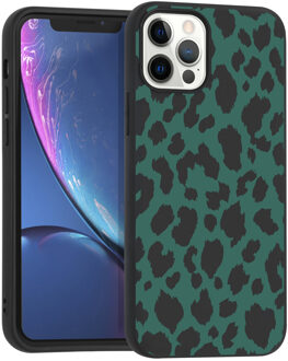 Design voor de iPhone 12, iPhone 12 Pro hoesje - Luipaard - groen / zwart