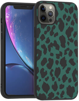 Design voor de iPhone 12 Pro Max hoesje - Luipaard - Groen / Zwart