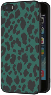 Design voor de iPhone 5 / 5s / SE hoesje - Luipaard - Groen / Zwart