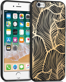 Design voor de iPhone 6 / 6s hoesje - Bladeren - Goud / Zwart