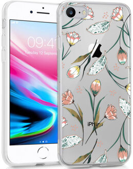 Design voor de iPhone SE (2020) / 8 / 7 / 6s hoesje - Bloem - Roze / Groen