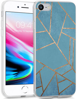 Design voor de iPhone SE (2020) / 8 / 7 / 6s hoesje - Grafisch Koper - Blauw / Goud