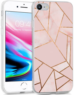 Design voor de iPhone SE (2020) / 8 / 7 / 6s hoesje - Grafisch Koper - Roze / Goud