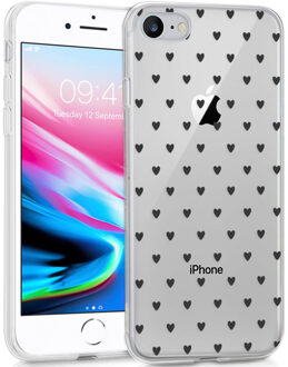 Design voor de iPhone SE (2020) / 8 / 7 / 6s hoesje - Hartjes - Zwart