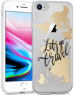 Design voor de iPhone SE (2020) / 8 / 7 / 6s hoesje - Let's Go Travel - Zwart / Goud