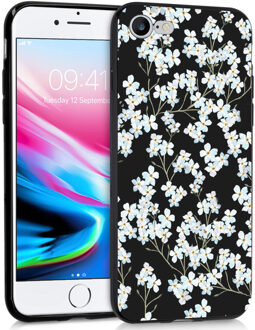 Design voor de iPhone SE (2020) / 8 / 7 hoesje - Bloem - Wit / Zwart