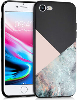 Design voor de iPhone SE (2020) / 8 / 7 hoesje - Marmer - Roze / Zwart