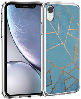 Design voor de iPhone Xr hoesje - Grafisch Koper - Blauw / Goud