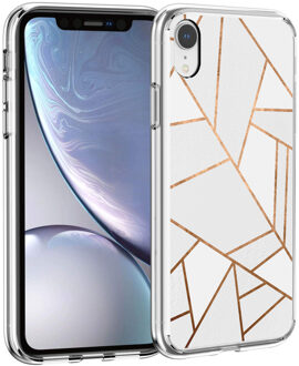 Design voor de iPhone Xr hoesje - Grafisch Koper - Wit / Goud