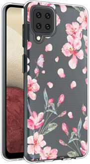 Design voor de Samsung Galaxy A12 hoesje - Bloem - Roze