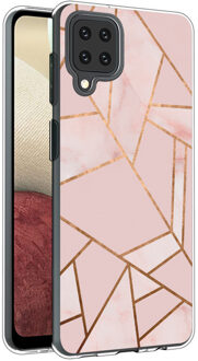 Design voor de Samsung Galaxy A12 hoesje - Grafisch Koper - Roze / Goud