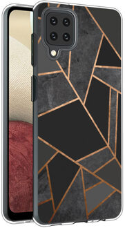 Design voor de Samsung Galaxy A12 hoesje - Grafisch Koper - Zwart / Goud