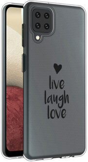 Design voor de Samsung Galaxy A12 hoesje - Live Laugh Love - Zwart