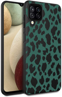 Design voor de Samsung Galaxy A12 hoesje - Luipaard - Groen / Zwart