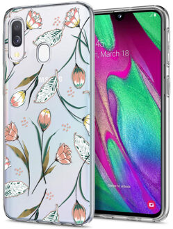 Design voor de Samsung Galaxy A20e hoesje - Bloem - Roze / Groen