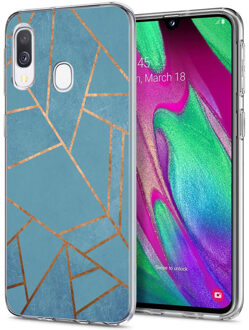 Design voor de Samsung Galaxy A20e hoesje - Grafisch Koper - Blauw / Goud