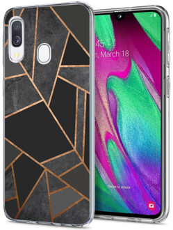 Design voor de Samsung Galaxy A20e hoesje - Grafisch Koper - Zwart / Goud