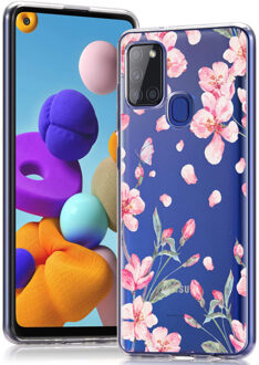 Design voor de Samsung Galaxy A21s hoesje - Bloem - Roze