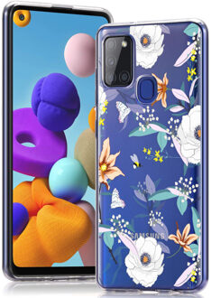 Design voor de Samsung Galaxy A21s hoesje - Bloem - Wit