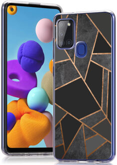 Design voor de Samsung Galaxy A21s hoesje - Grafisch Koper - Zwart / Goud
