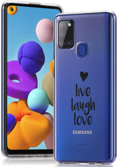 Design voor de Samsung Galaxy A21s hoesje - Live Laugh Love - Zwart