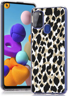 Design voor de Samsung Galaxy A21s hoesje - Luipaard - Goud / Zwart